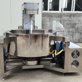500 Liter automatischer industrieller Neigungsgasdampf elektrischer Heizmantel Mischkessel mit Mischer